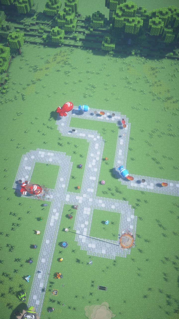 Monkey Meadow seen from above, built in blocks